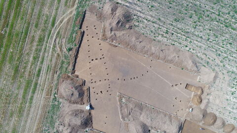 Drohnenaufnahme der Grabung in Wölfersheim-Berstadt