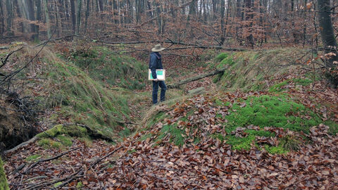 Reste von Feldstellungen des Zweiten Weltkrieges bei Hanau-Kesselstadt