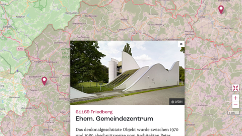 Screenshot Beispielhafte Kartendarstellung Verkäufliche Denkmäler.