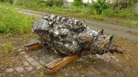 Das Bild zeigt einen Flugzeugmotor aus der Zeit des Zweiten Weltkrieges