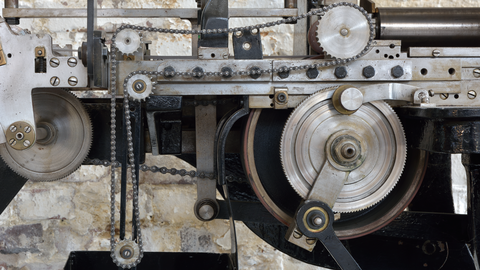 Foto. Technikdetail aus dem Druckverfahren.