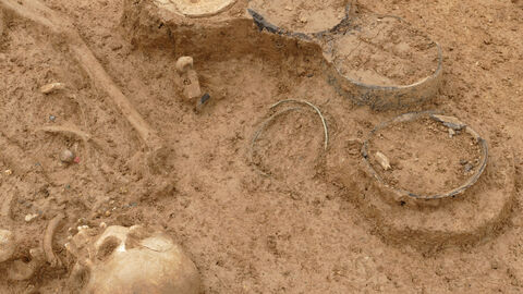 Neben der schieren Menge der Gräber überraschte auch das breite Spektrum der Fundbeigaben. Foto. Grabungsergebnisse in Rockenberg.