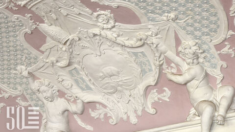 Detail der barocken Stuckdecke aus dem Refektorium des Klosters Eberbach