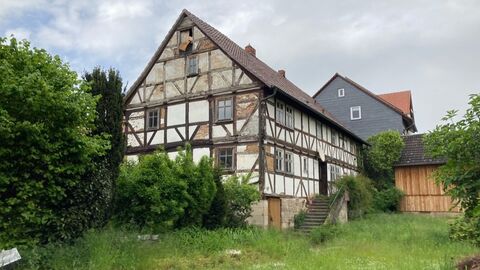 Fachwerkhaus, fotografiert von der Giebelseite