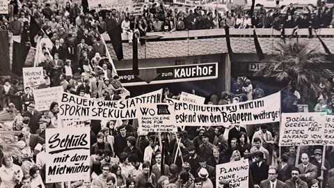 Historische Aufnahme der Bürgerproteste zum Erhalt des Westends.