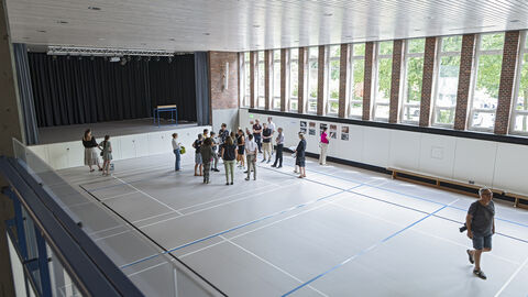 Darmstadt, Turnhalle der Georg-Büchner-Schule, Innenraum.
